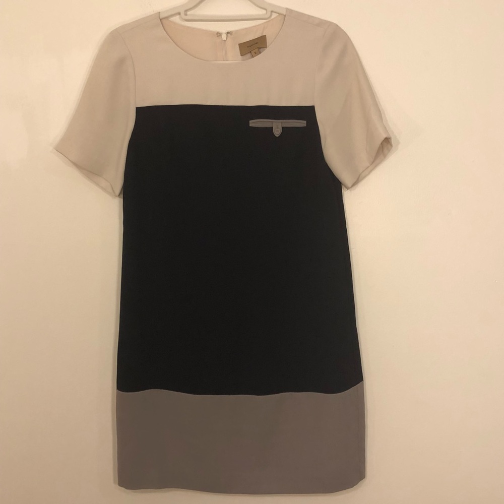 Anthropologie Kachel Blue Cream Grey Shift Dress 0